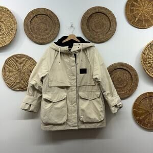 LIT Activewear Neutral Cream Down Filled Minimalist Winter Coat Medium